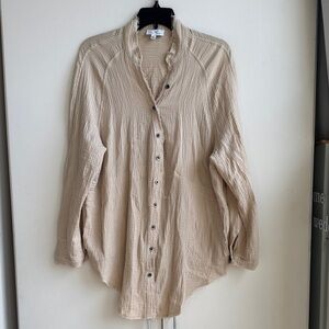 Women's Beige Button Down Shirt